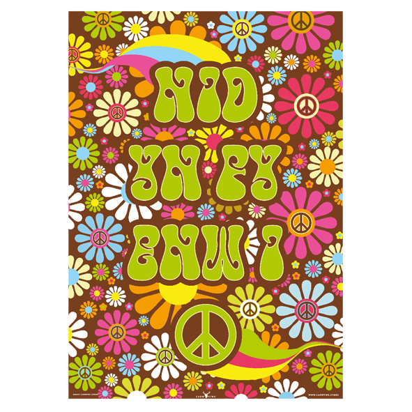 Poster heddwch nid yn fy enw i - Carw Piws