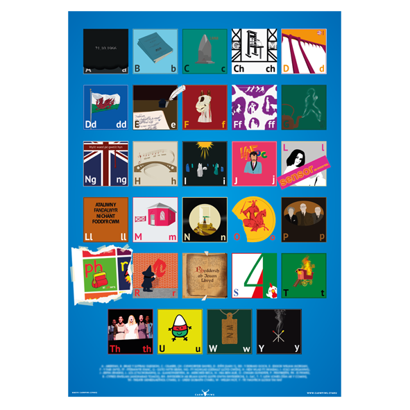 Poster y wyddor Gymraeg - Carw Piws